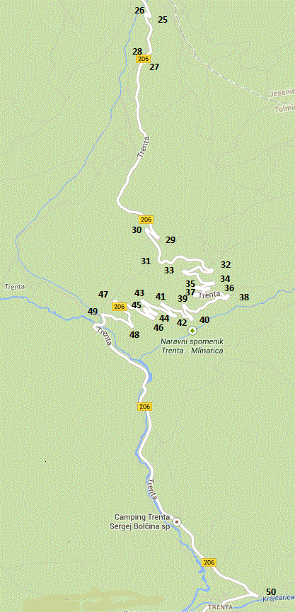 Overzicht bochten vanuit Bovec